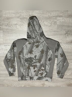 Abercrombie & Fitch Essentials Grey and Brown Camouflage Crewneck Hoodie